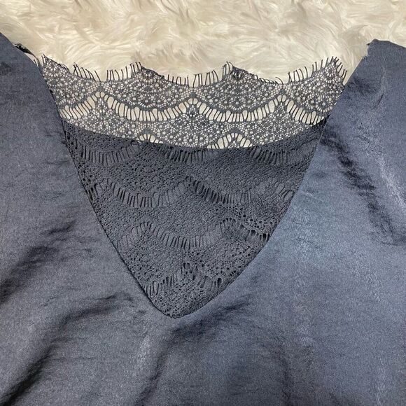 Tom Tailor Dress Navy Blue Lace Satin Cap Sleeve Size XS Elegant Classy - Picture 4 of 8